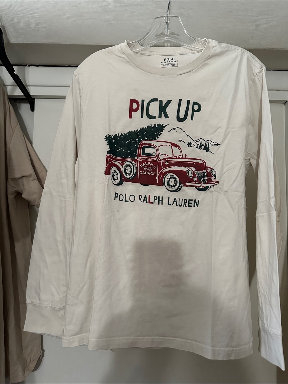 Polo by Ralph Lauren Cream Long-Sleeve Tee with Red Truck Graphic